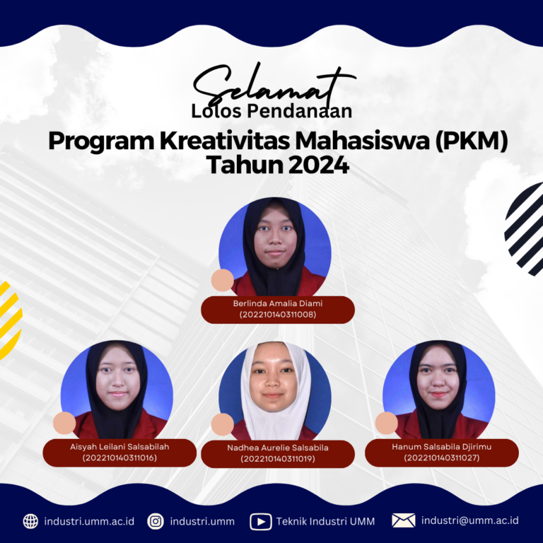 Mahasiswa Prodi Teknik Industri Lolos Pendanaan PKM-PM 2024 dengan Proposal Inovatif